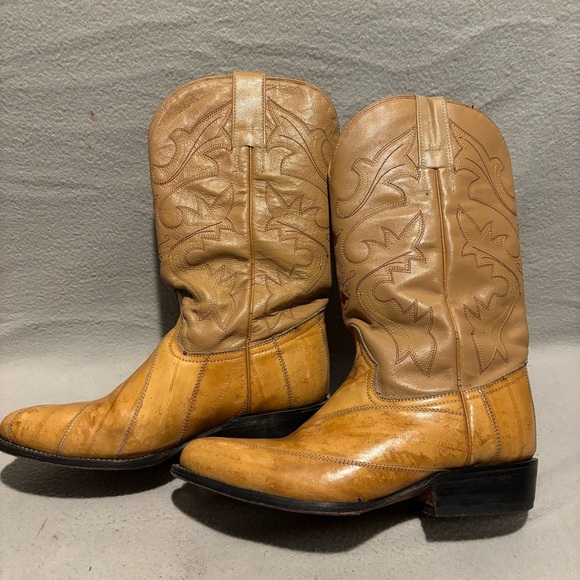 Women Western Cowgirl Beige Embroidered pull on Boots approx. size 7-8 - Picture 3 of 10